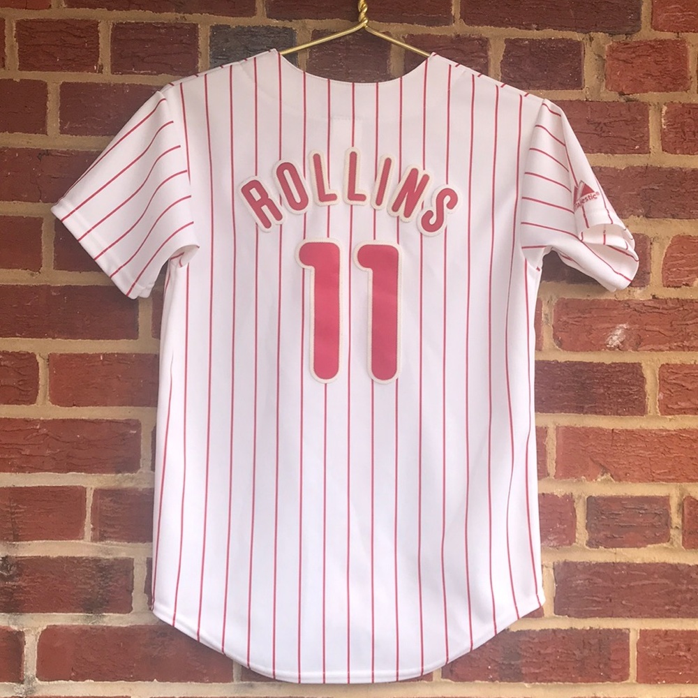 Majestic White and Red Kids Jersey